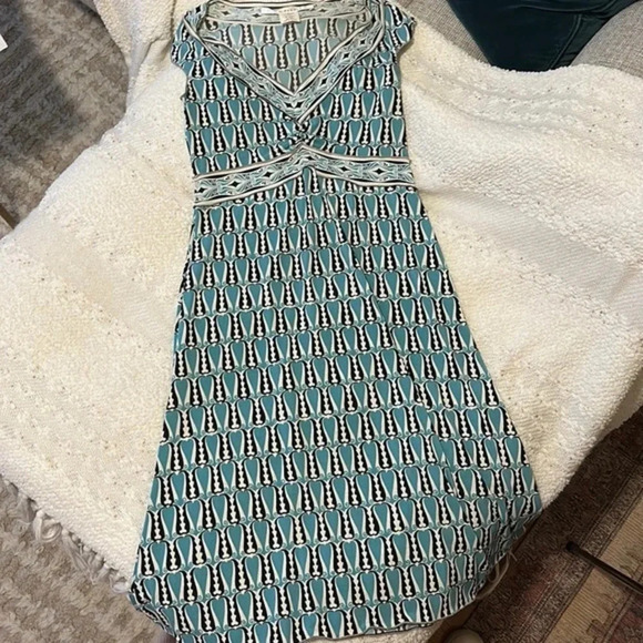 Max Studio blue‎ patterned midi dress - Picture 1 of 4